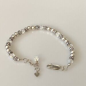 925 Sterling Crystal Beads Artisan Bracelet VTG